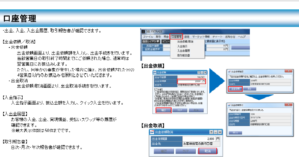 SBI FXトレード　口座管理